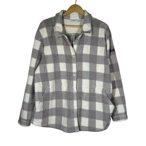 L.L Bean High Pile Fleece Shirt Jacket Womens Size 3X Beige Check Outdoors Coat